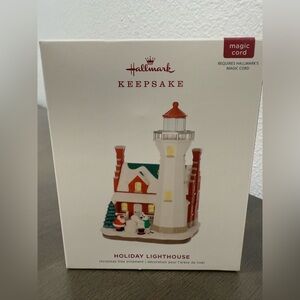 Hallmark Red and White Holiday Lighthouse Ornament